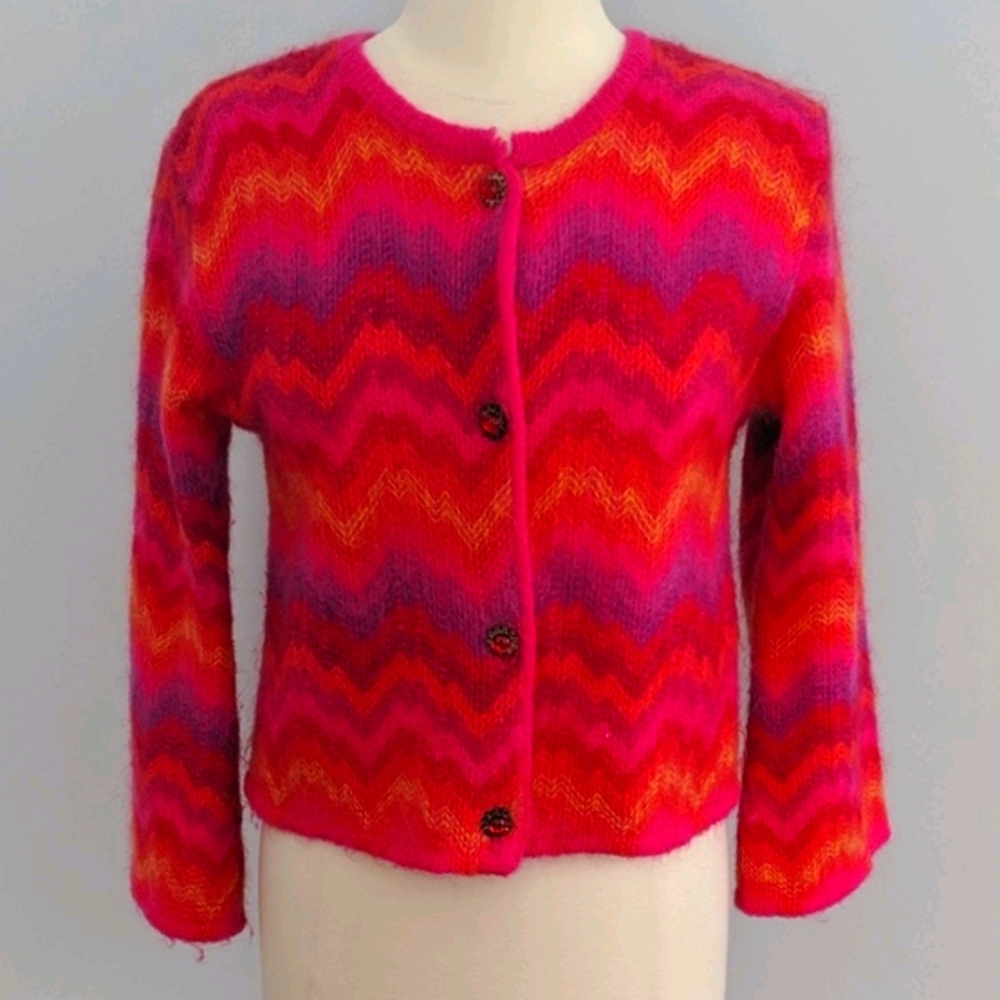 Vintage One Step Up Mohair Bright Zig Zag Sweater
